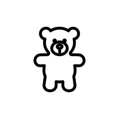 Teddy bear plush thin line icon. Outline symbol baby soft toy for the design of children's webstie and mobile applications. Outline stroke kid cute teddybear pictogram