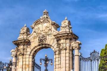Entrance portal of the Buda Castle in Budapest, Hungary