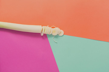 Sliced and chopped leek closeup on colorful background