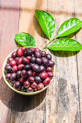 Karanda in a bowl on wooden background with Copy space