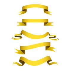 Obraz premium Realistic gold ribbons tape flag banner elegance graphic stitch band banner flag bow vector illustration.