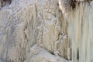 frozen  white waterfall 