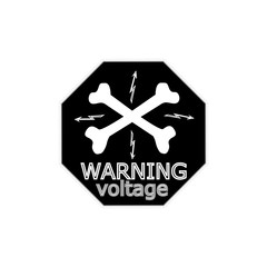 Warning sticker labels for electrical consumers voltage notice