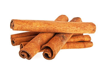 Cinnamon stick spice isolated on a white background, closeup