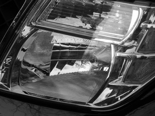 black and white car headlights