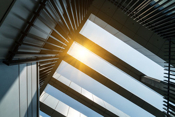 Toned image of modern office buildings in central 