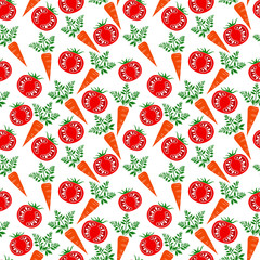 Bright carrot and tomato seamless pattern 