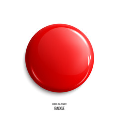 Vector blank red glossy badge or web button. Vector. - obrazy, fototapety, plakaty