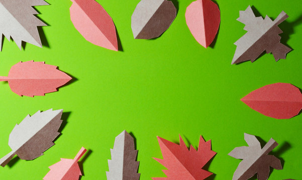 autumn template with green background