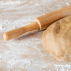 dough roller on a wooden table