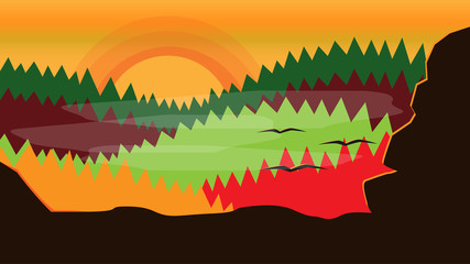 autumn colorful forest vector background