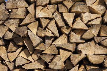 Stack of wood prepared for winter