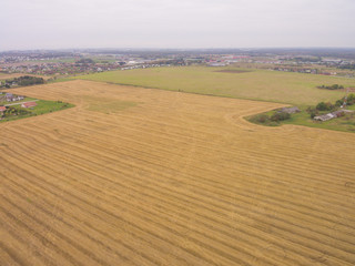 Fototapeta na wymiar Aerial view of harvest fields