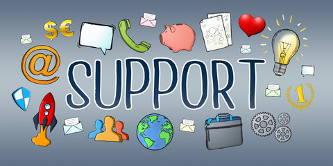 Manuscript support text with icons