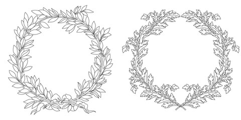 Vintage wreath frame engraving with retro ornament pattern in antique baroque style decorative design. Vector