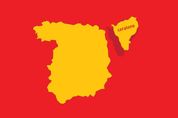 Digital illustration of Spanish map with Catalonia separated.