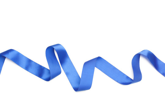 blue satin ribbon isolated on white