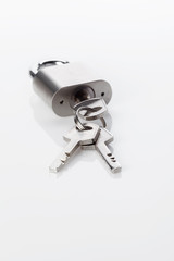 silver padlock isolated on the white background