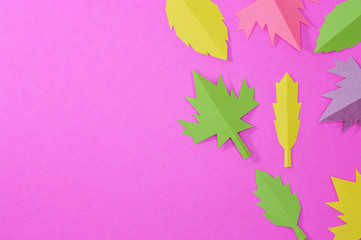 pink template with leaves right side