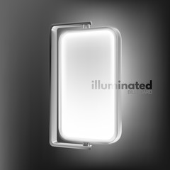 Realistic, illuminated billboard mockup. Outdoor advertising panel with light effect