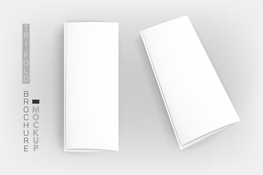 White, Realistic Tri Fold Brochure Mockup