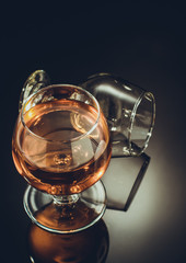 cognac glass on black