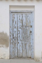 Old wooden blue in the village of Belmonte, Spain