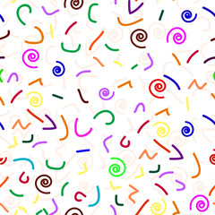 Colorful abstract seamless pattern in memphis style. Vector illustration