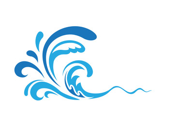 Fototapeta na wymiar Blue ocean wave in cartoon style