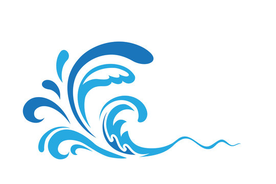 Blue ocean wave in cartoon style