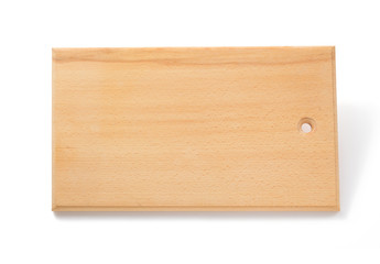 wooden cutting board on white