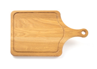 wooden cutting board on white