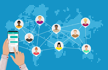 World map with people avatars. Social netwroking. © absent84