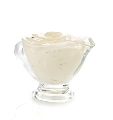 mayonnaise sauce on white background