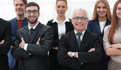 closeup portrait of a leading business team.