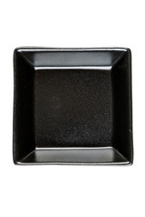 Small black square serving dish isolated on a white background