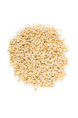 Sweet brown rice grains isolated on a white background