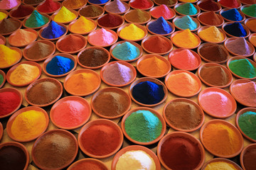 multicolored powder dyes