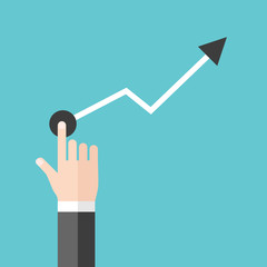 Hand pushing growth graph