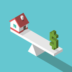 House, dollar sign, balance