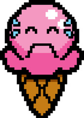 Obraz premium Crying 8-Bit Cartoon Ice Cream