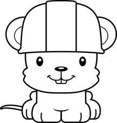 Cartoon Smiling Construction Worker Mouse