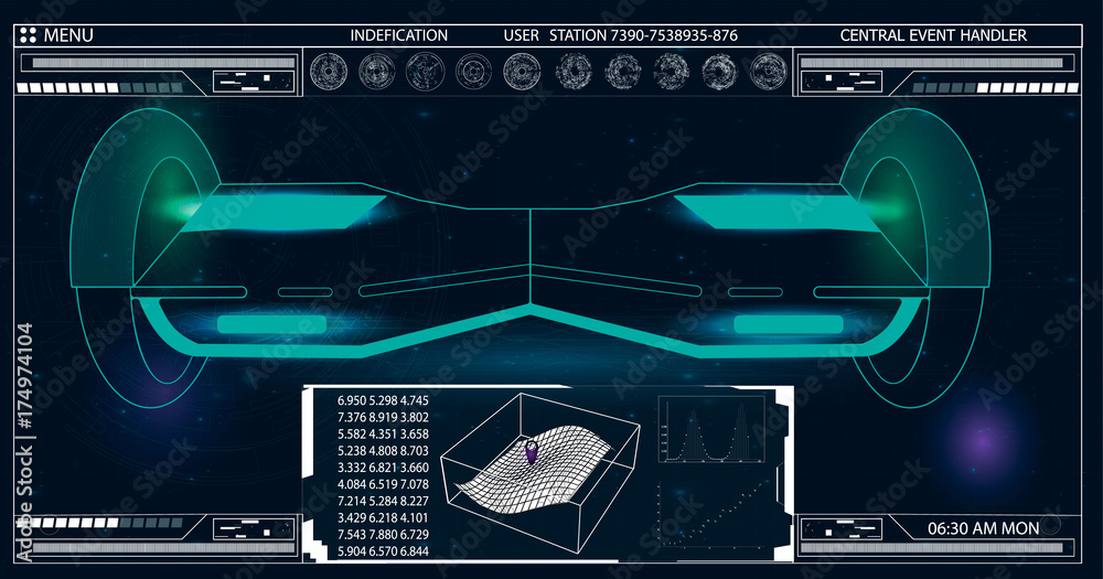 Aufkleber futuristic user interface for gyroscooter. abstract virtual graphic touch user interface. hud. hi-te
