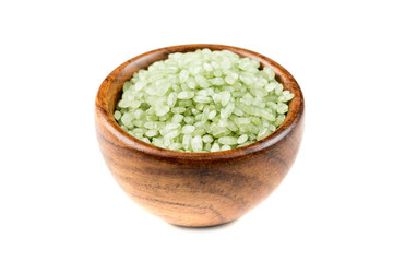 Green jasmine pearl rice isolated on a white background