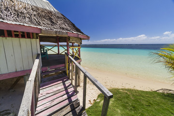 samoan fale bungalow at the beach in samoa savaii lano beach © Libor