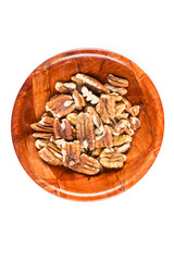 Organic shelled pecans isolated on a white background