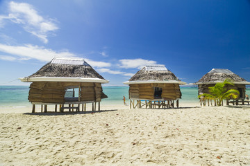 samoan fale bungalow at the beach in samoa savaii lano beach © Libor