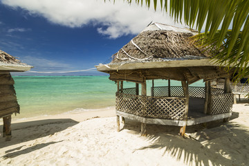samoan fale bungalow at the beach in samoa savaii lano beach © Libor
