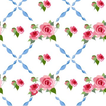 Floral background. Seamless vector rose peony pattern.