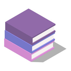 books. a collection of three books, the books are stacked, books in isometric view, in isolation from the background